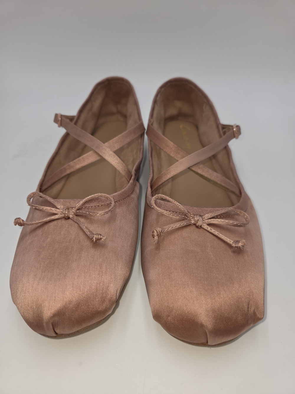 Circus by Sam Edelman Rose Gold Satin Ballet Flats with Crisscross Straps US12